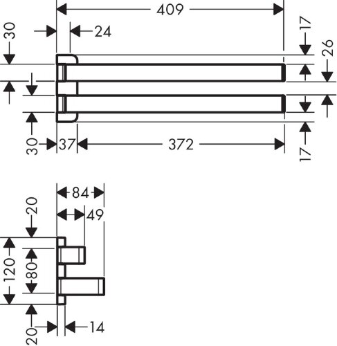 Полотенцедержатель Axor Universal Accessories двойной, хром (42821000)