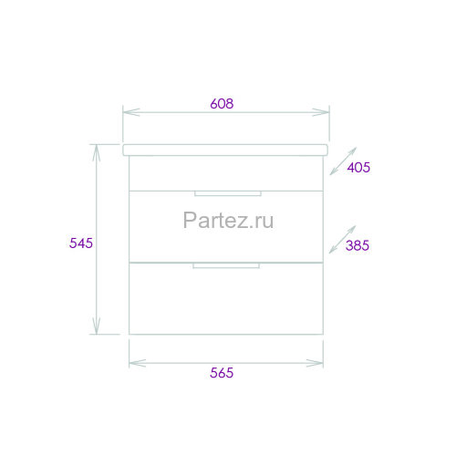 Тумба подвесная Onika Легран 60.13 (2 ящика) Дуб галифакс (106117)