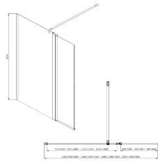Душевая перегородка Azario CHICAGO 1200х1950 прозрачное стекло 8 мм, подвижная доп.перегородка 50 см, цвет профиля серебро (AZ-NAR6321 1200)