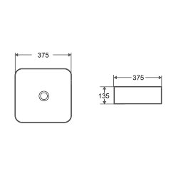 Раковина-чаша Azario 375x375x135 накладная, квадратная, белый глянец (AZ-2283)