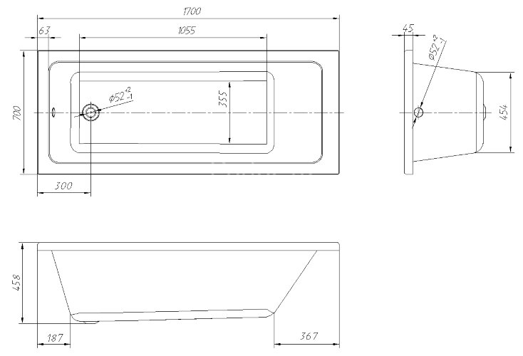 Ванна пристенная Loranto Novaro La 1700х700, каркас и экран в комплекте, ABS пластик, белая (CS00078