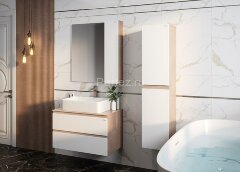 Зеркало-шкаф Onika Алеста 80.00 R Камень светлый, белый (208095)