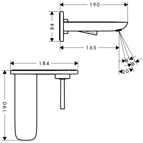 15084000 PuraVida Смеситель для раковины, однорычажный, ВМ, излив 165 мм, хром