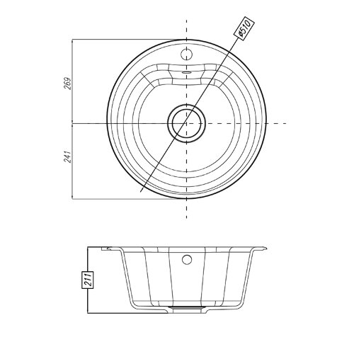 Кухонная мойка AQUATON Мида, цвет графит (1A712732MD210)