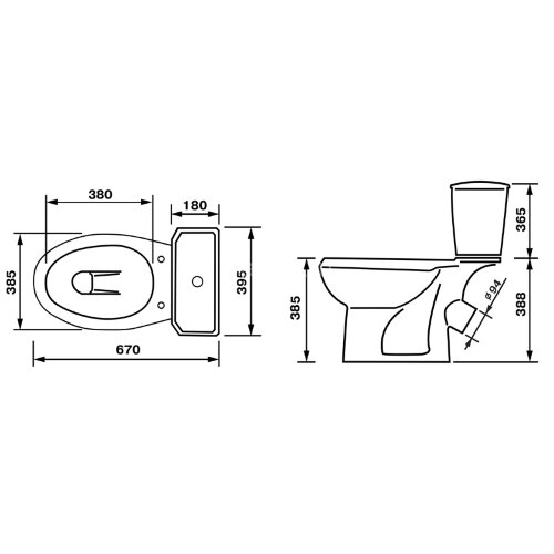 Унитаз-компакт Элисса Стандарт, с сиденьем, черный (43374130202)