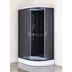 Душевая кабина Loranto 120х80х215 левостороняя, поддон 13см, черный кирпичный узор, прозрачное стекло 4мм, профиль черный (CS6612013LGB120)